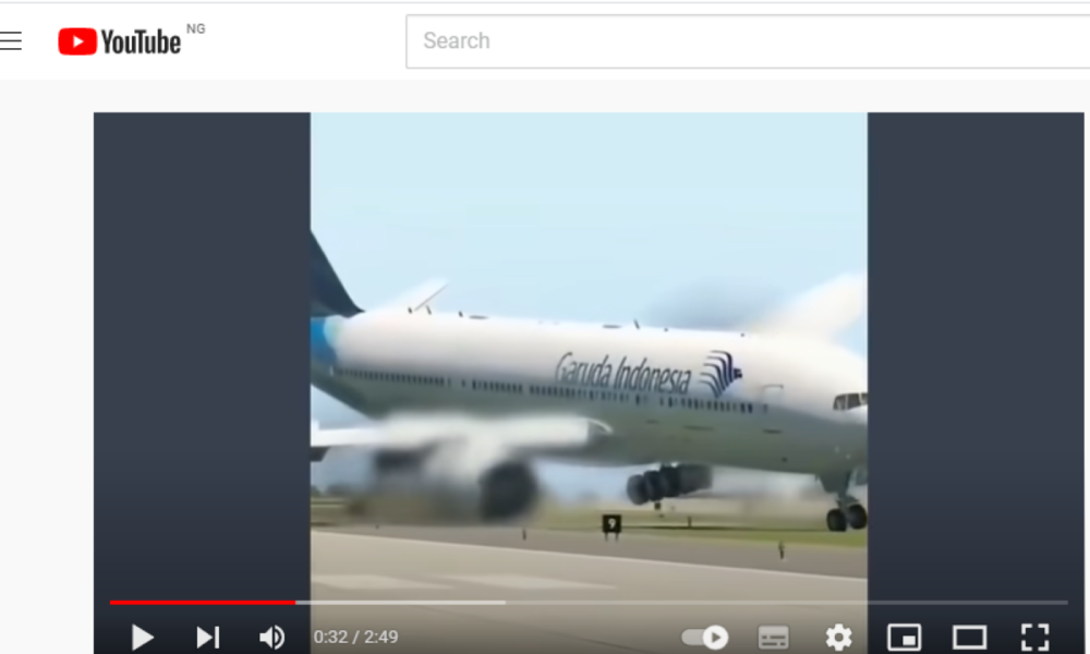 Artificially created Garuda Indonesia landing footage recirculated to exaggerate recent accident 1 Artificially created Garuda Indonesia landing footage recirculated to exaggerate recent accident