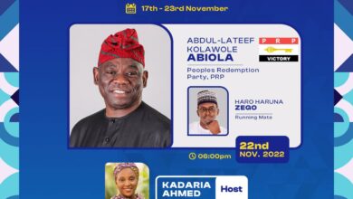 LIVE FACT-CHECK: Kadaria hosts PRP candidate Abiola Kolawole, running mate, in town hall series