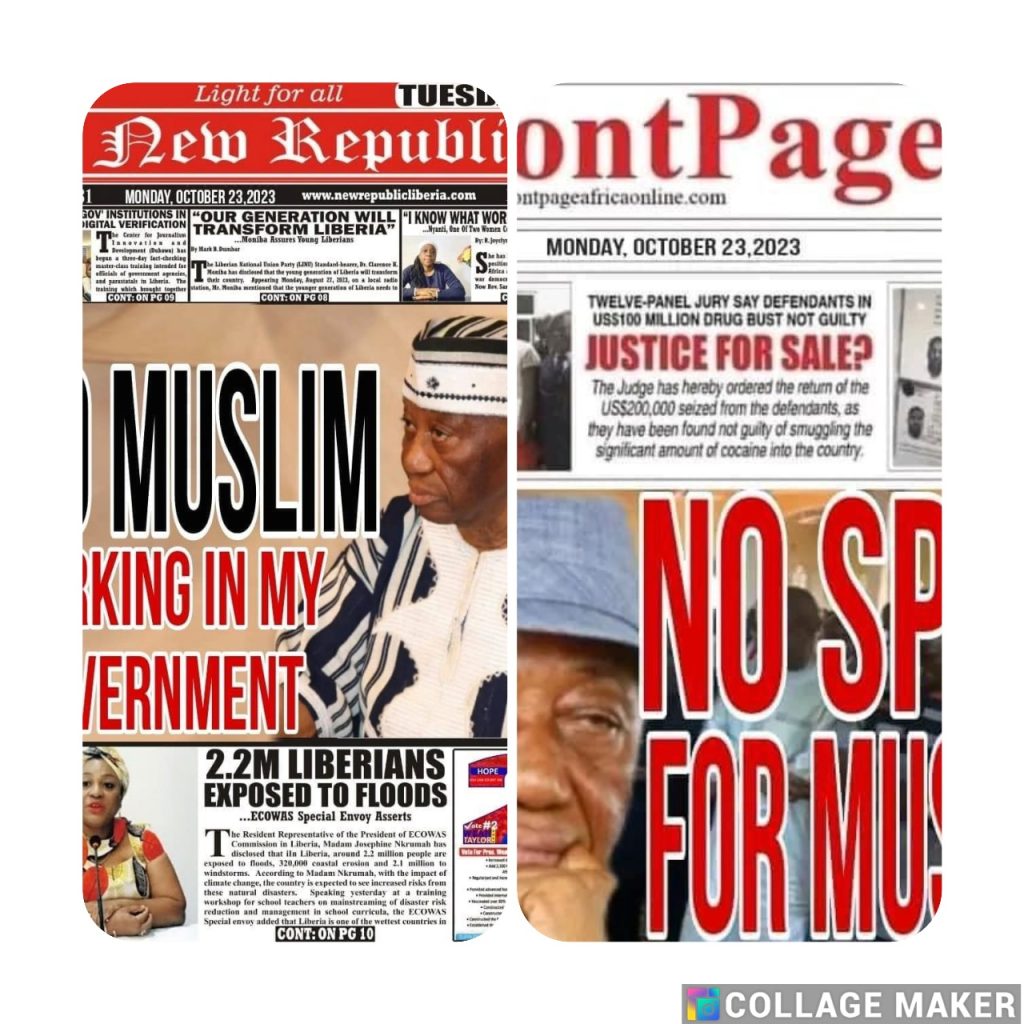 Headline about Muslims on Front-Page Africa, New Republic Newspaper, fabricated 7 Headline about Muslims on Front-Page Africa, New Republic Newspaper, fabricated