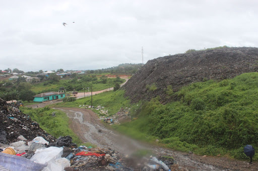 Living with toxins and reptiles from ‘garbage city,’ the story of Whein Town 1 Liquid waste from the Whein Town landfill site meandering its way into the community. Source: DUBAWA.
