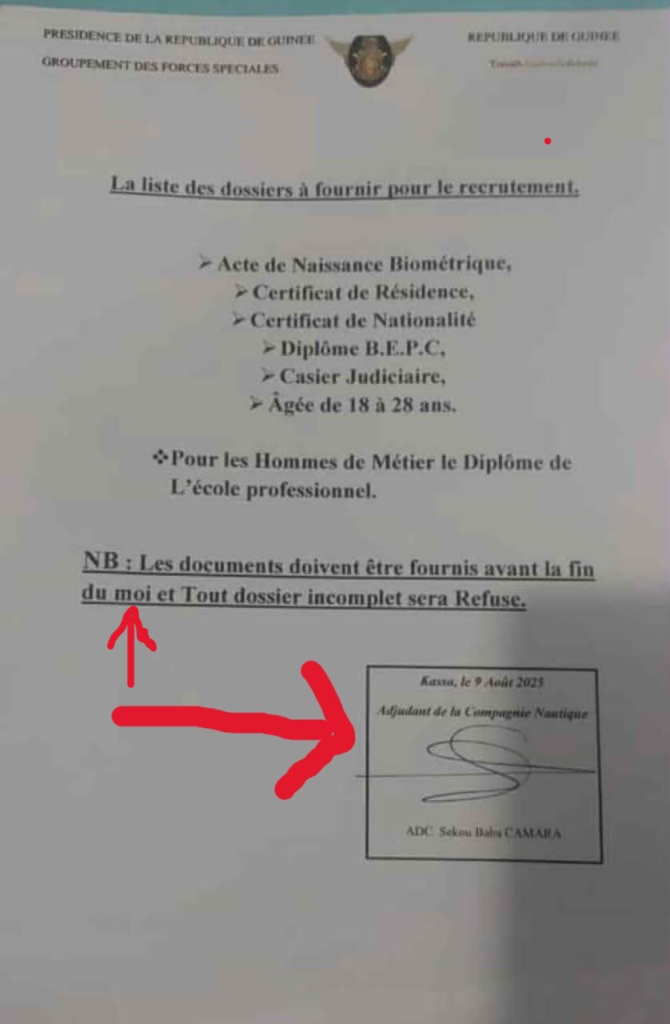 Guinée : une fausse annonce de recrutement du Groupement des forces spéciales circule sur Facebook