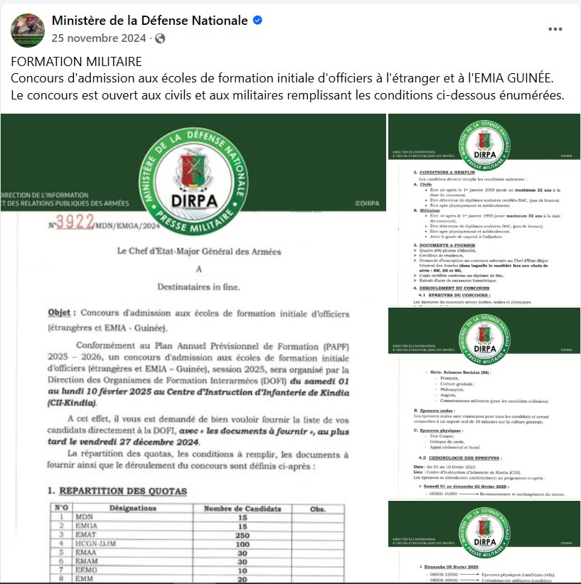 Guinée : une fausse annonce de recrutement du Groupement des forces spéciales circule sur Facebook