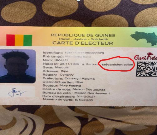 Non, la profession du citoyen n’est pas mentionnée sur la carte d’électeur guinéenne