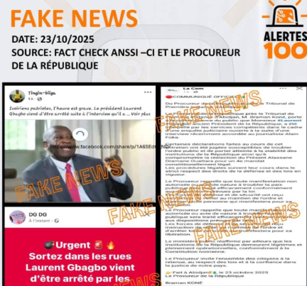 Fausse information sur une supposée arrestation de l’ex-président ivoirien Laurent Gbagbo 3 Fausse information sur une supposée arrestation de l’ex-président ivoirien Laurent Gbagbo