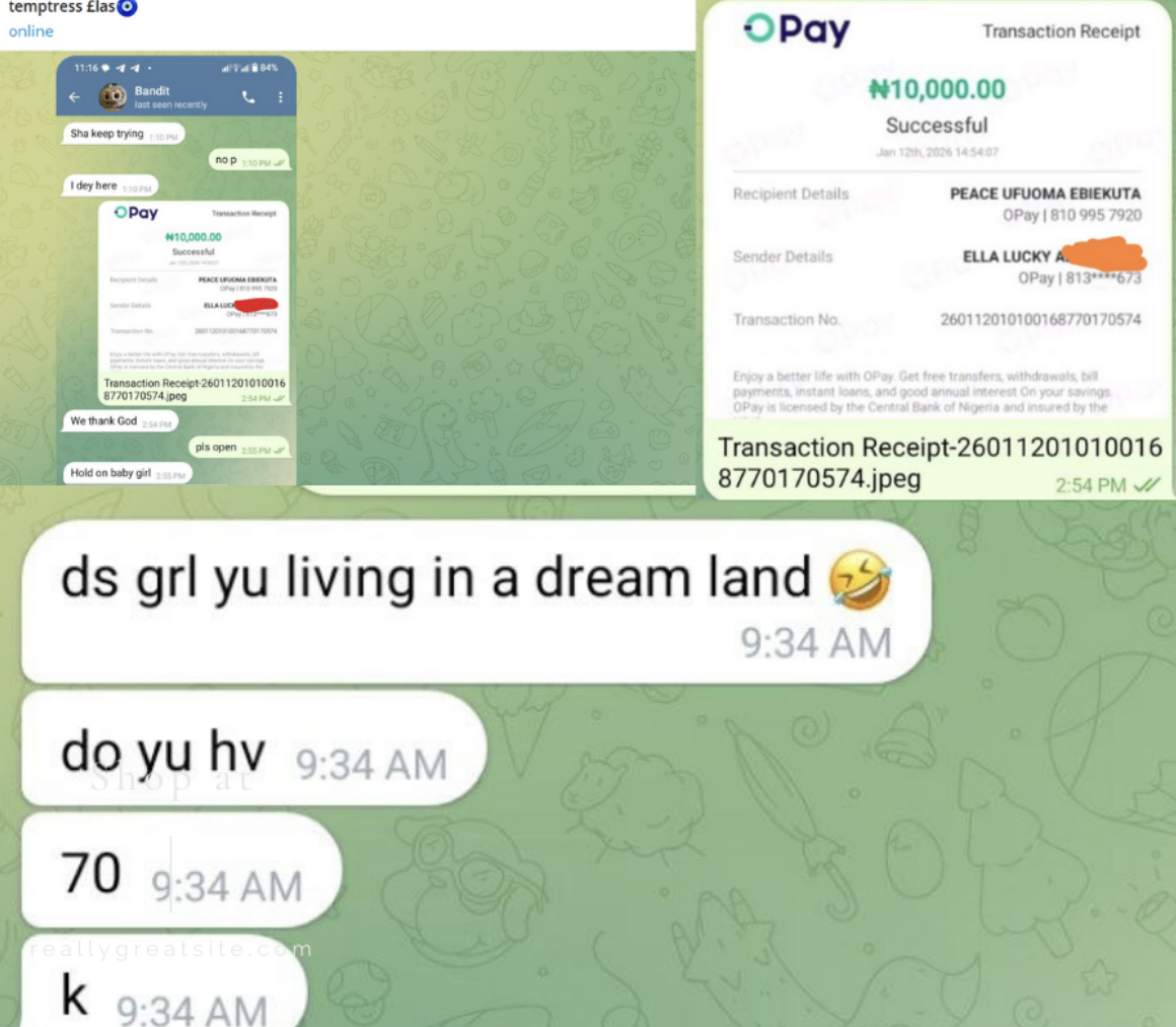 Ella's conversation with admin, payment receipt, and additional payment request